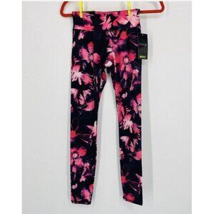 NWT Energie midrise yoga pants/leggings black pink Floral. Size XS